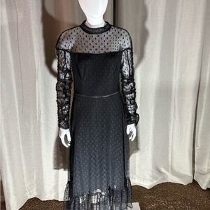 Betsey Johnson Black Sheer Long Sleeve Dress